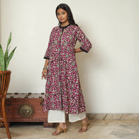 Pink - Kalamkari Printed Cotton A-Line Kurta 63