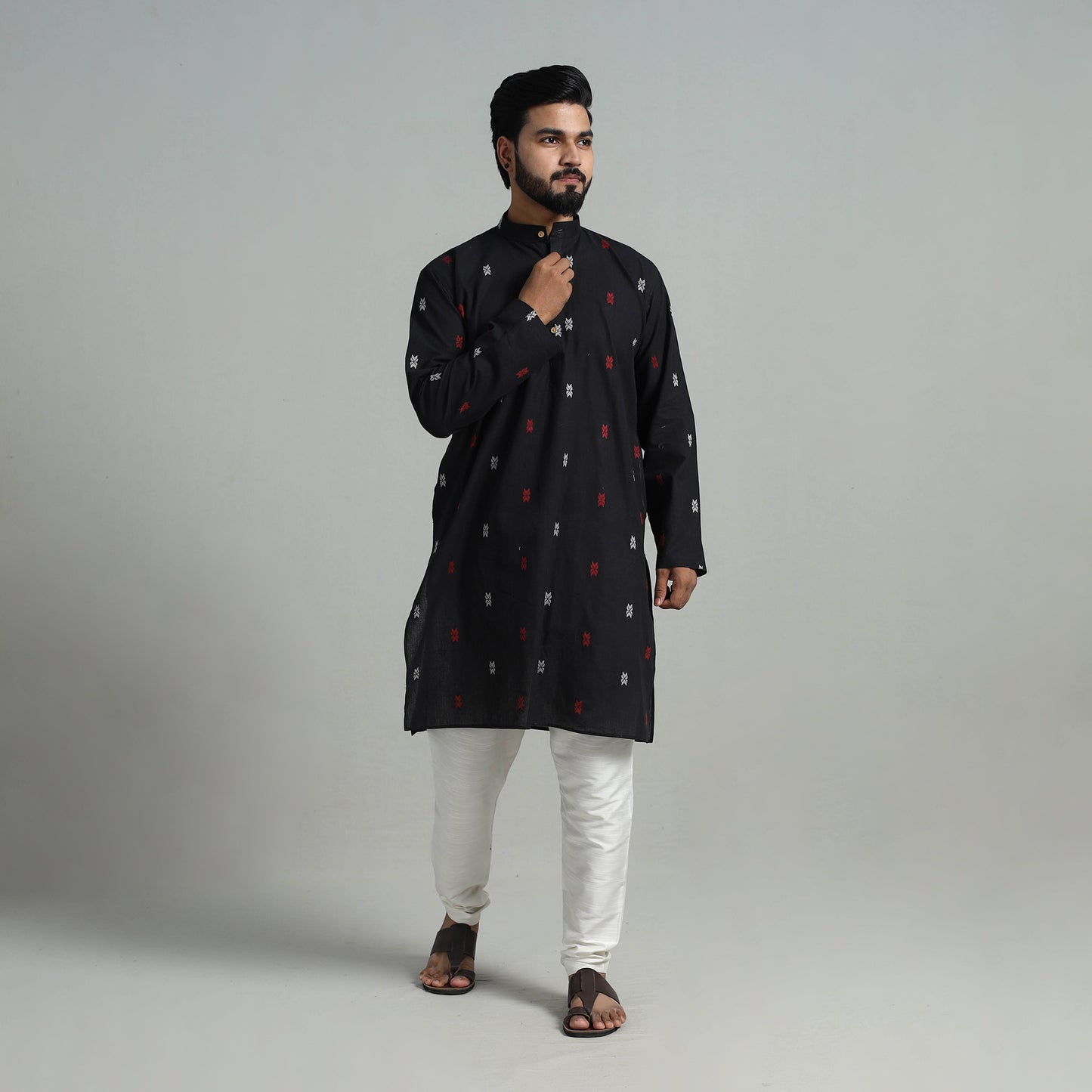 Cotton Long Jacquard Kurta for Men 15