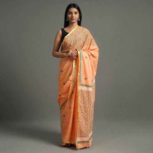 Bengal Kantha Hand Embroidery Silk Cotton Handloom Saree 02