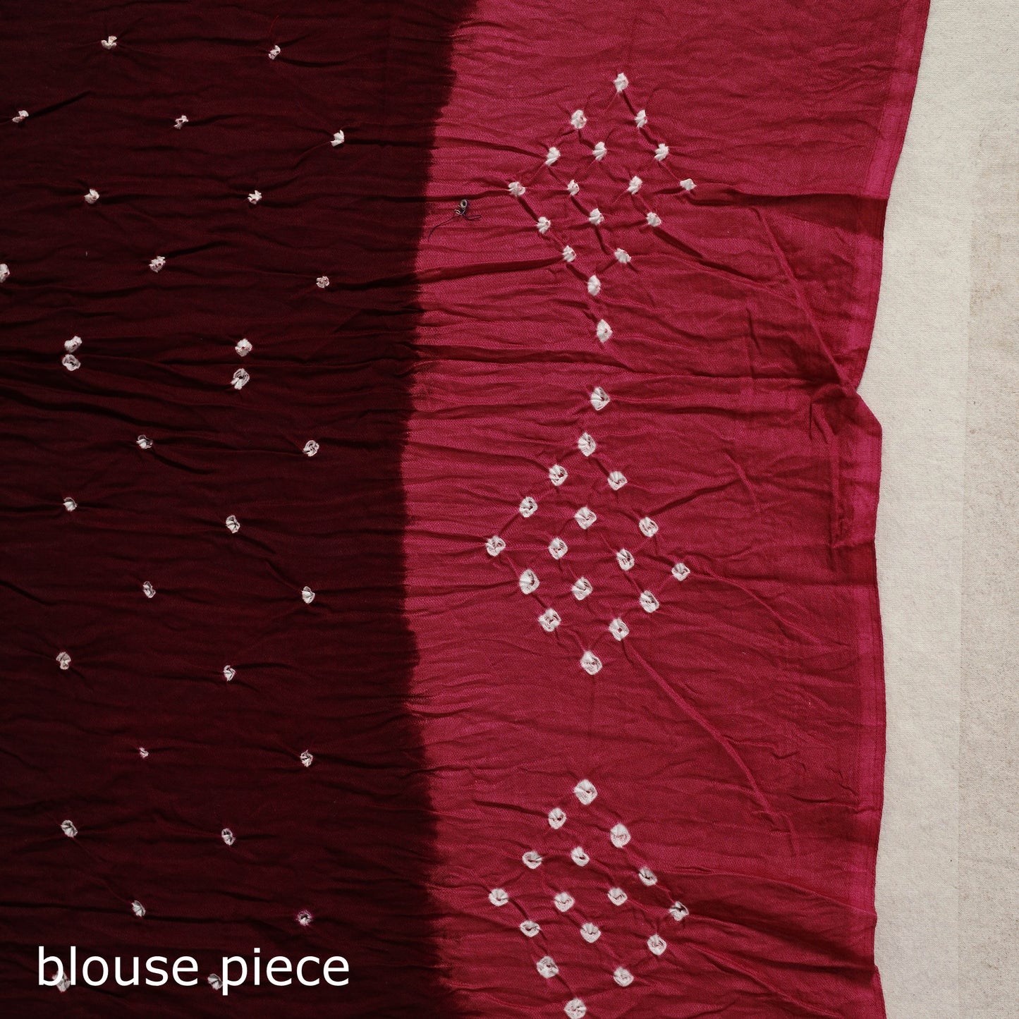 Maroon - Kutch Tie-Dye Cotton Bandhani Saree with Blouse Piece 21