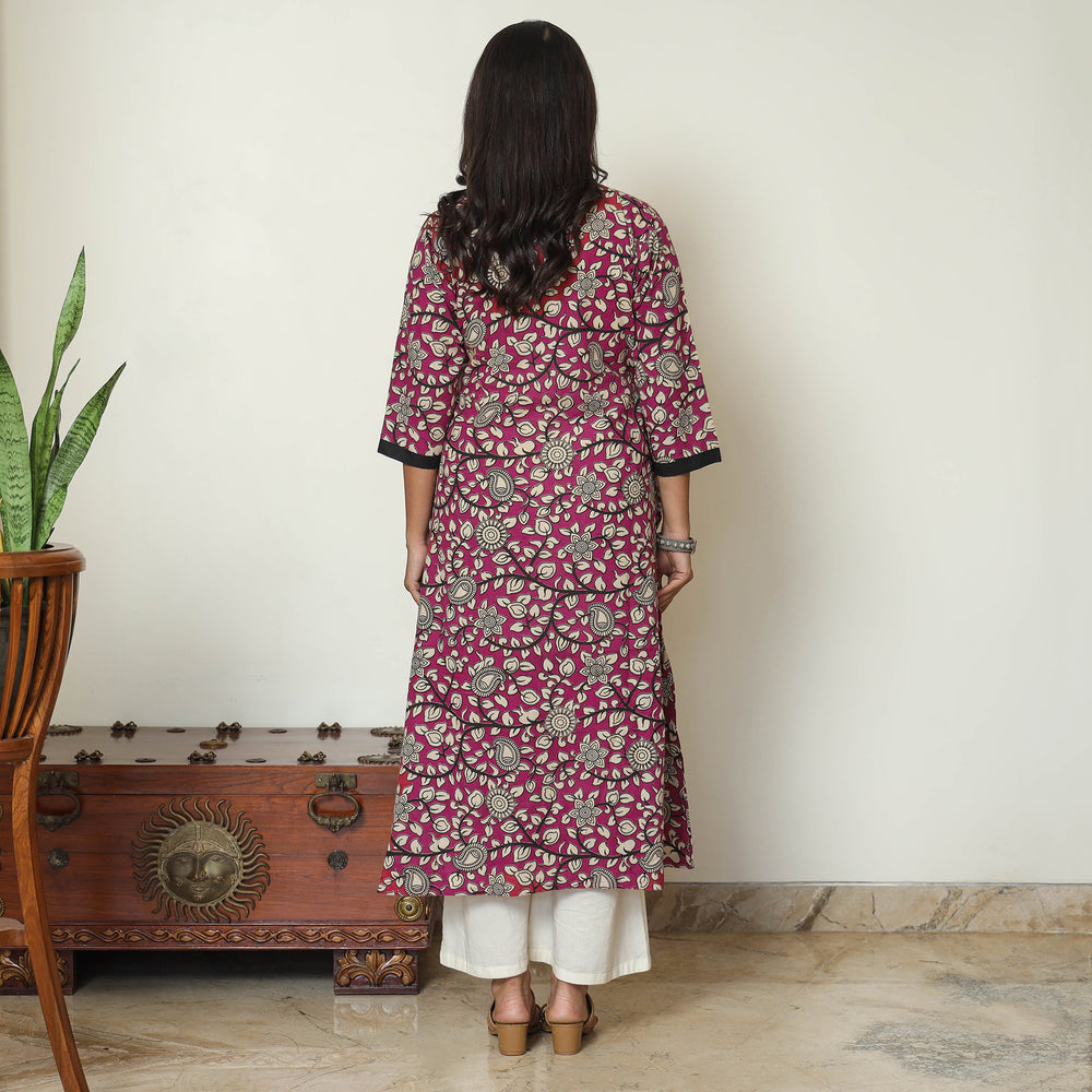 Pink - Kalamkari Printed Cotton A-Line Kurta 63