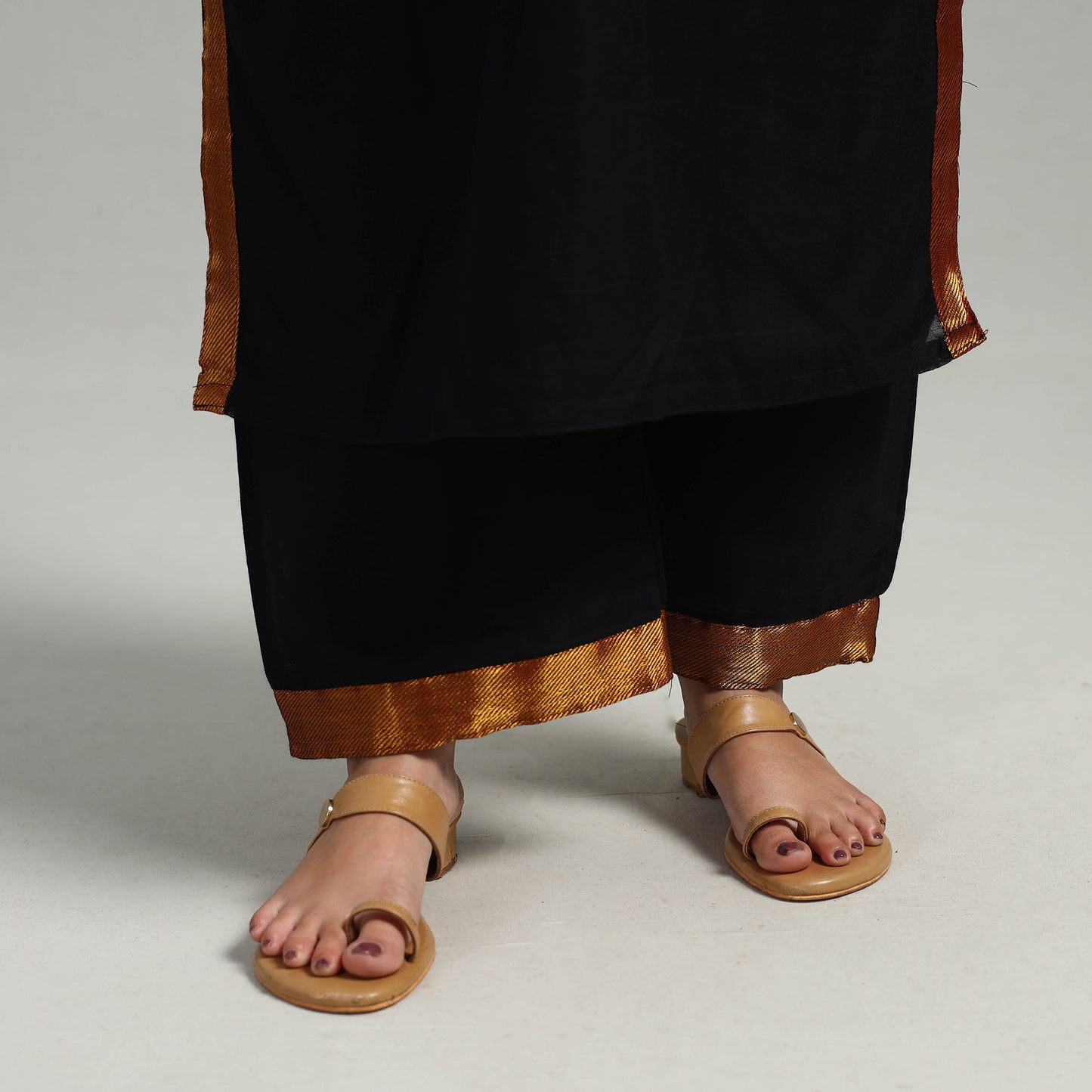 Black - Cotton Dharwad Kurta Set with Palazzo & Dupatta 12