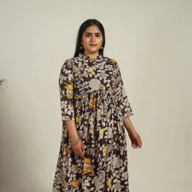 Buy Black Printed Cotton Flared Kalamkari Kurta