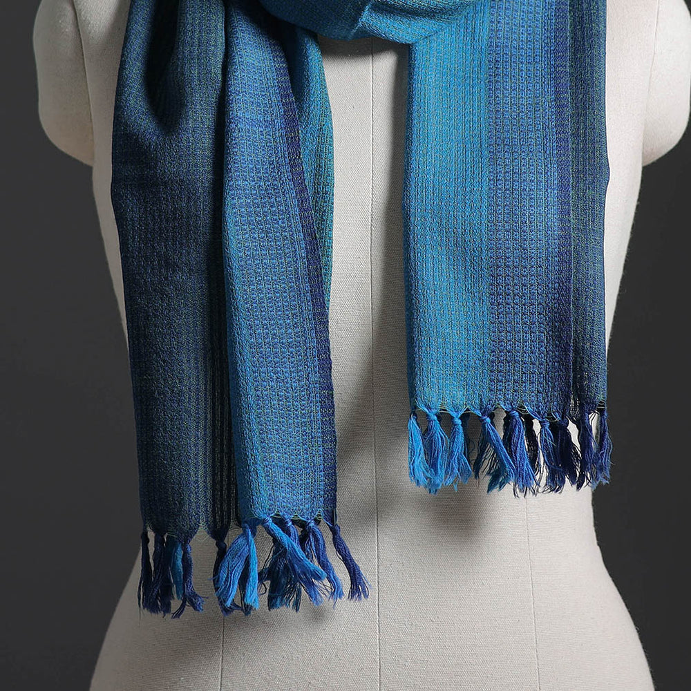 Blue - Kumaun Handwoven Pure Merino Wool Scarf 245