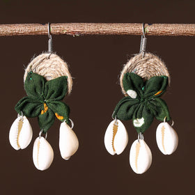Buy Handcrafted Jute Phool Kali Shell Earrings