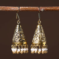 Pavitra Golden Handcrafted GS Beaded Jhumki Earrings