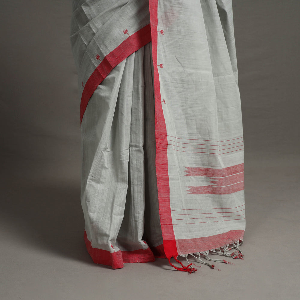 Grey - Mogra Jamdani Cotton Handloom Saree 55