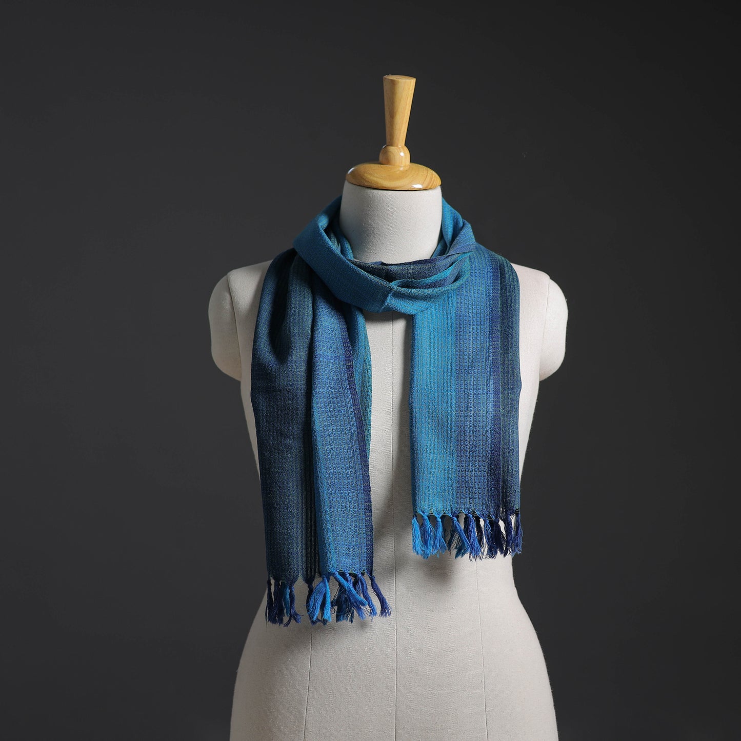 Blue - Kumaun Handwoven Pure Merino Wool Scarf 245