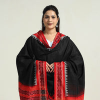 Black - Sambalpuri Ikat Weave Handloom Plain Cotton Dupatta 24