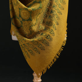 Ajrakh Hand Block Print Natural Dyed Handwoven Acrylic Wool Shawl 11