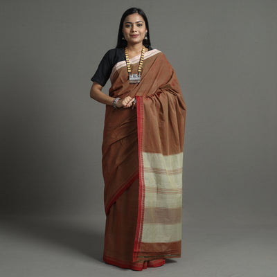 Brown - Pure Handloom Natural Dyed Dobby Cotton Saree 6