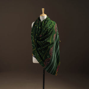 Kutch Bandhani Handwoven Neran Hand Embroidery Merino Wool Shawl 57
