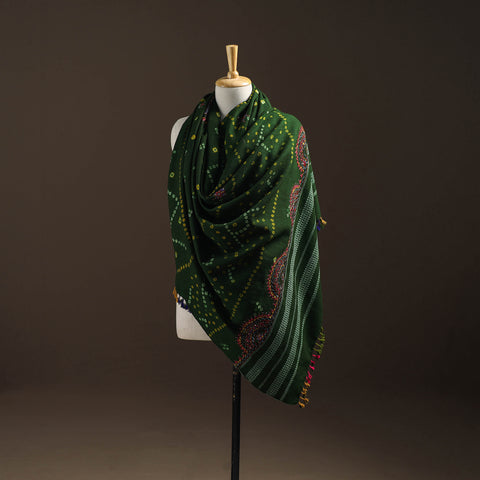 Kutch Bandhani Handwoven Neran Hand Embroidery Merino Wool Shawl 57