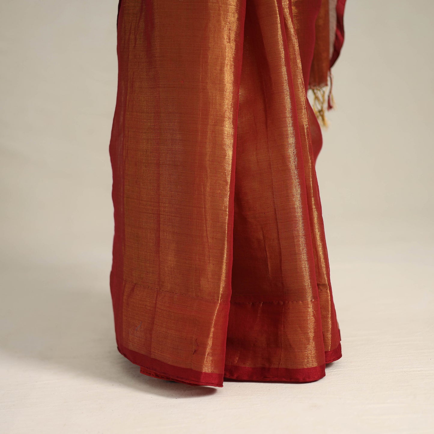 Red - Mul Tissue Zari Bengal Saree with Embroidered Blouse 08