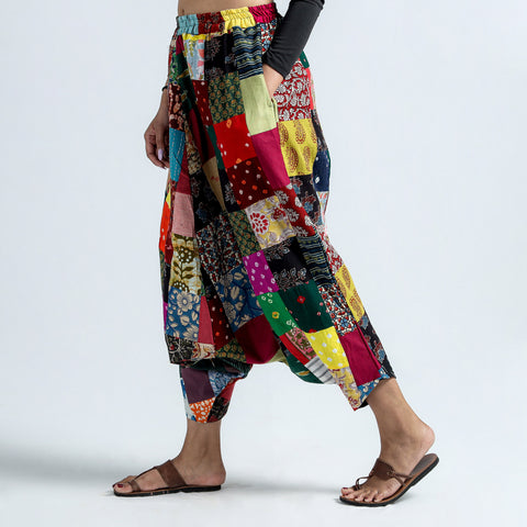 Multicolor - Block Printed Handmade Patchwork Cotton Harem Pant