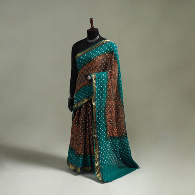 Kutch Tie-Dye Shibori Bandhani Cotton Saree with Blouse Piece 28