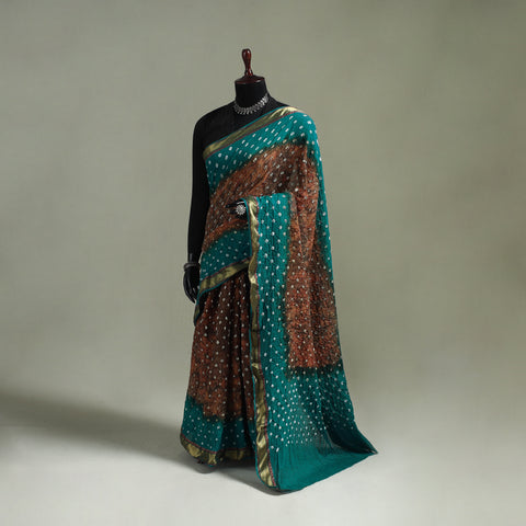 Kutch Tie-Dye Shibori Bandhani Cotton Saree with Blouse Piece 28