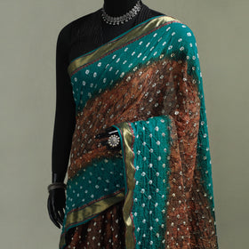 Kutch Tie-Dye Shibori Bandhani Cotton Saree with Blouse Piece 28