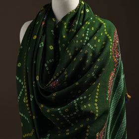 Kutch Bandhani Handwoven Neran Hand Embroidery Merino Wool Shawl 57