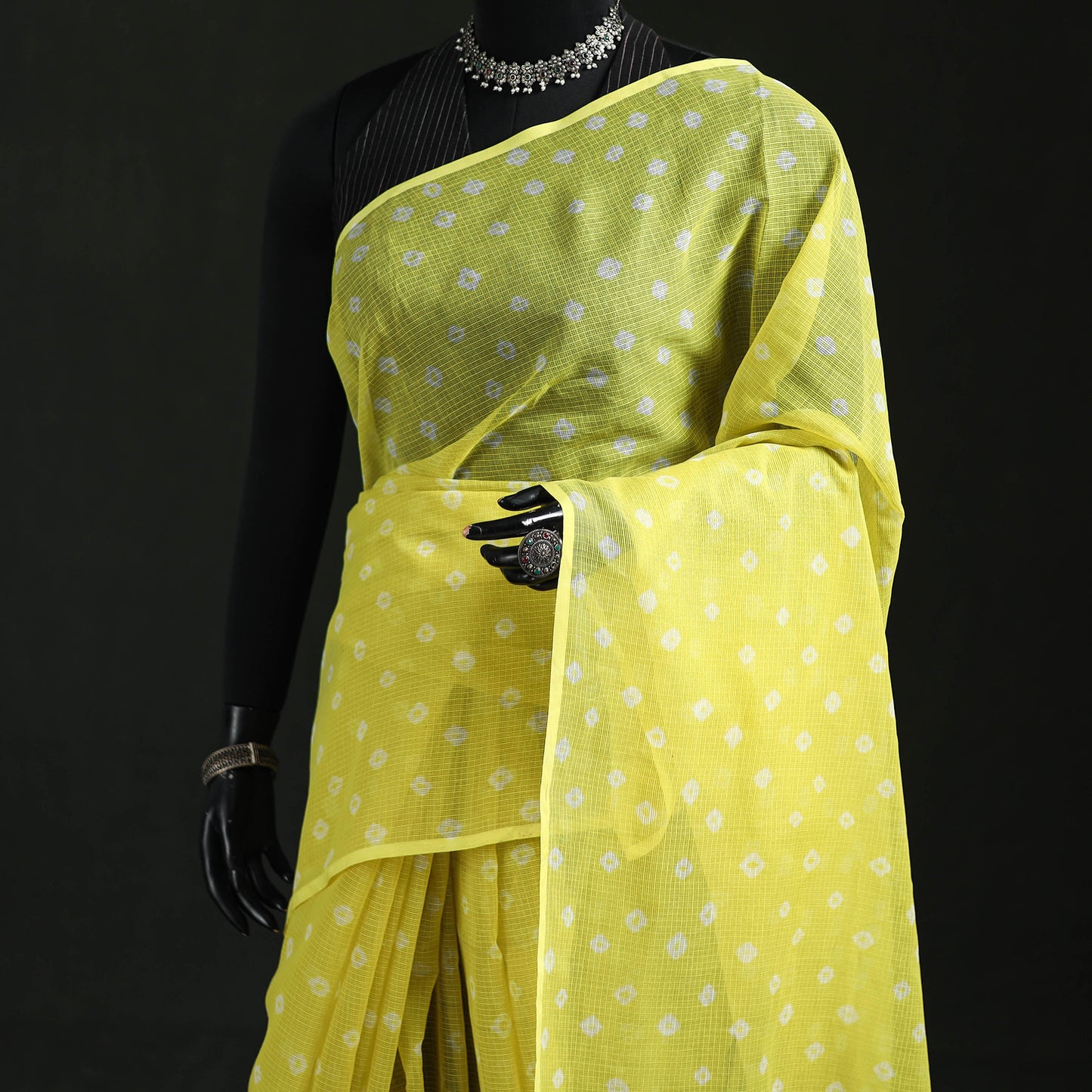 Bandhani Tie-Dye Kota Doria Cotton Saree 16