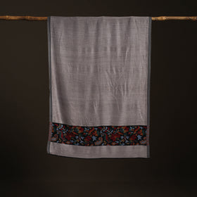 Plain Modal Silk Stole with Woven Border for Women 02