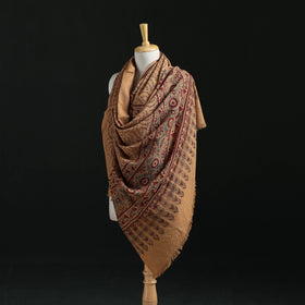 Ajrakh Hand Block Print Natural Dyed Handwoven Acrylic Wool Shawl 01