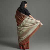 Brown - Pure Handloom Natural Dyed Dobby Cotton Saree 6