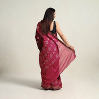 Maroon - Kutch Tie-Dye Cotton Bandhani Saree with Blouse Piece 20