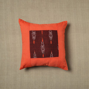 Orange - Pure Cotton Kantha Stitch Ikat Cushion Cover (16 x 16 in) 04