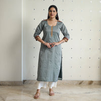 Grey - Traditional Cotton Khun Straight Kurta for Women 03