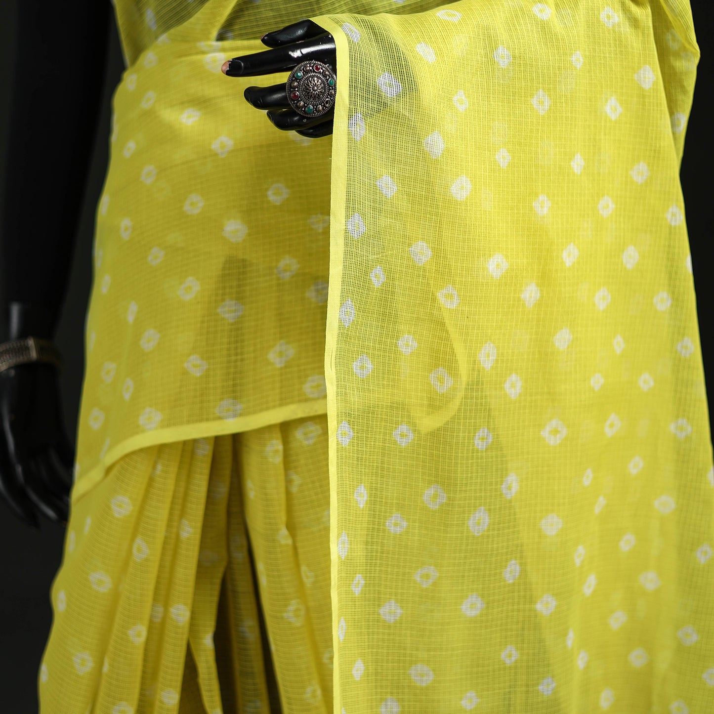Bandhani Tie-Dye Kota Doria Cotton Saree 16