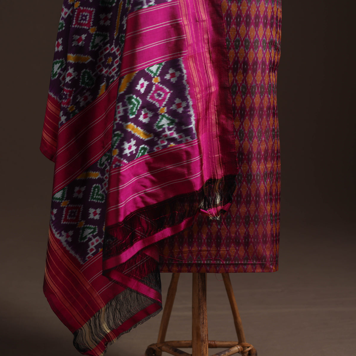 Pochampally Ikat Handloom Sico Unstitched Dress Material: Kurta with Mulberry Silk Dupatta 30