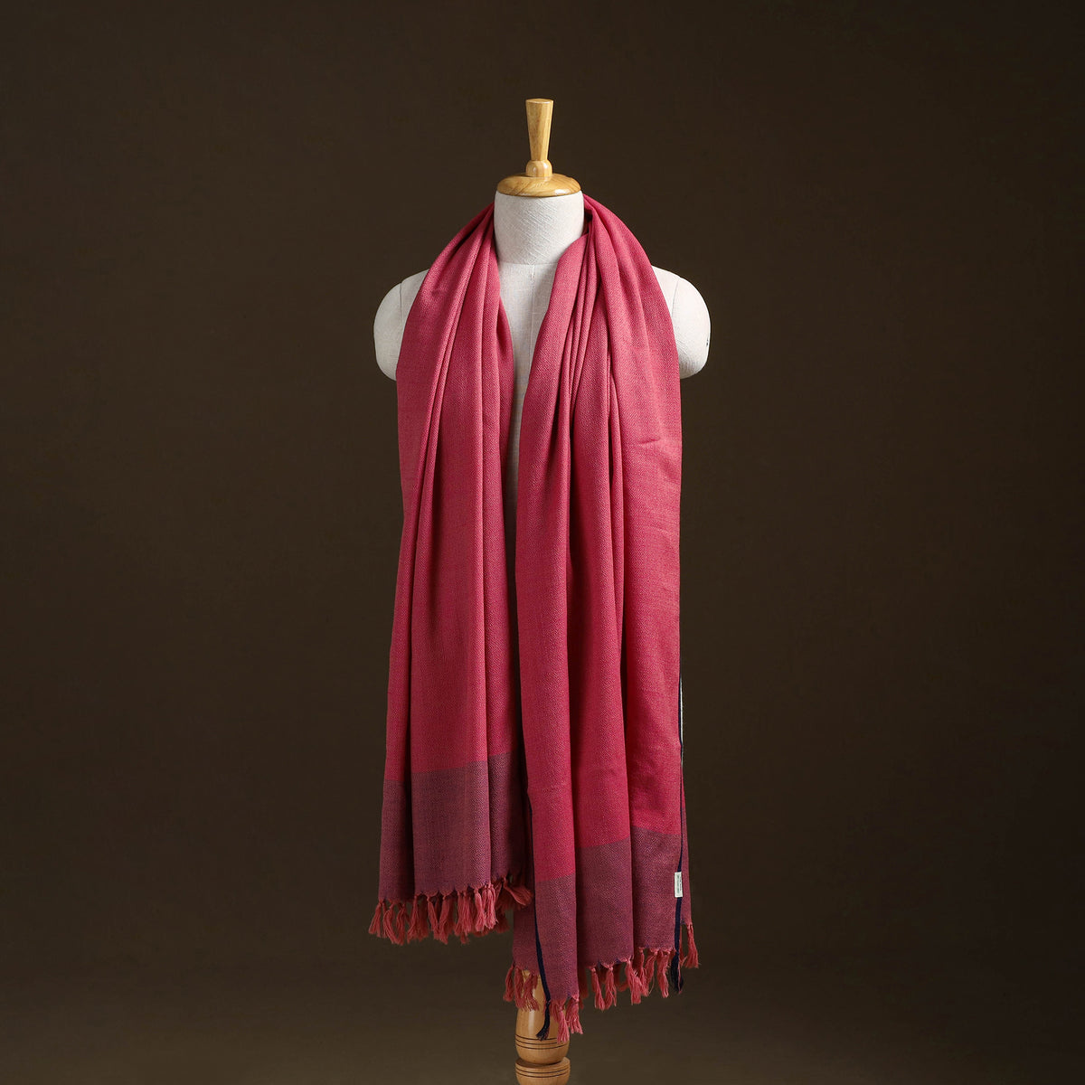 Pink - Kumaun Handwoven Pure Merino Wool Shawl 04