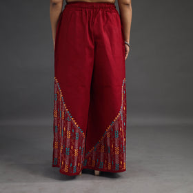 Red - kantha hand embroidery palazzo in cotton 26