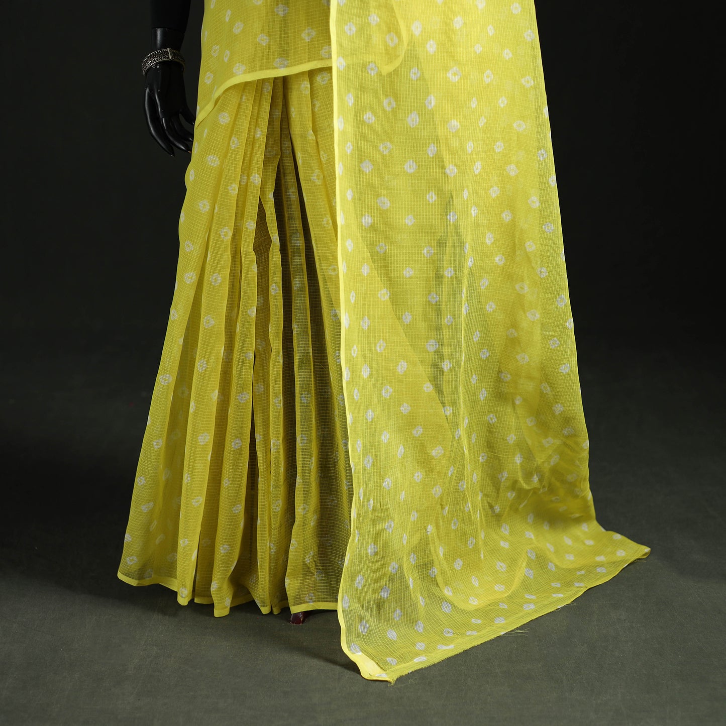 Bandhani Tie-Dye Kota Doria Cotton Saree 16