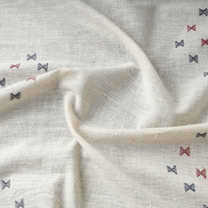 White - Organic Kala Cotton Handloom Buti Fabric 06