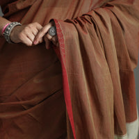 Brown - Pure Handloom Natural Dyed Dobby Cotton Saree 6