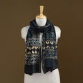 Black - Pipad Hand Block Print Natural Dyed Chanderi Silk Handloom Stole 09