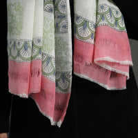 Green - Pure Wool Block Print Sanganeri Stole 53