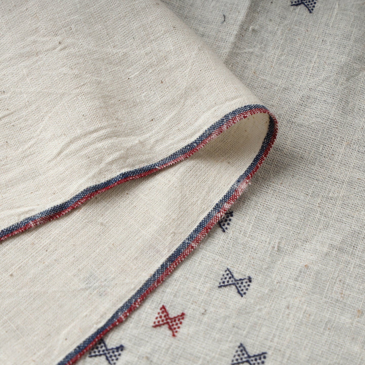 White - Organic Kala Cotton Handloom Buti Fabric 06