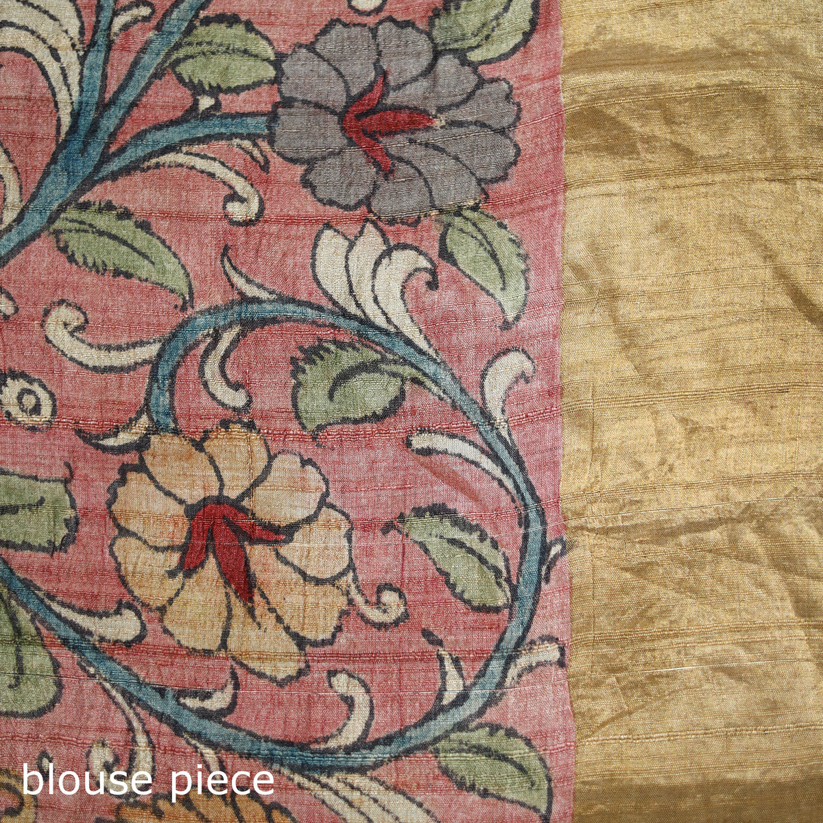 Pure Handloom Desi Tussar Silk Handpainted Srikalahasti Pen Kalamkari Saree with Zari Border 04