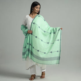  Bengal Jamdani Buti Handloom Cotton Dupatta with Tassels 40 