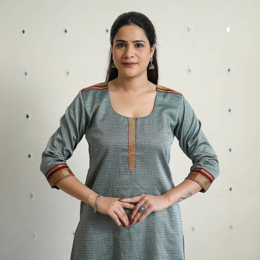 Grey - Traditional Cotton Khun Straight Kurta for Women 03