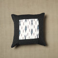 Black Kantha Stitch Ikat Cushion Cover