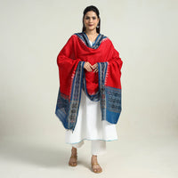 Red - Sambalpuri Ikat Weave Handloom Plain Cotton Dupatta 26