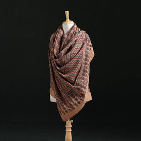 Ajrakh Hand Block Print Natural Dyed Handwoven Acrylic Wool Shawl 02