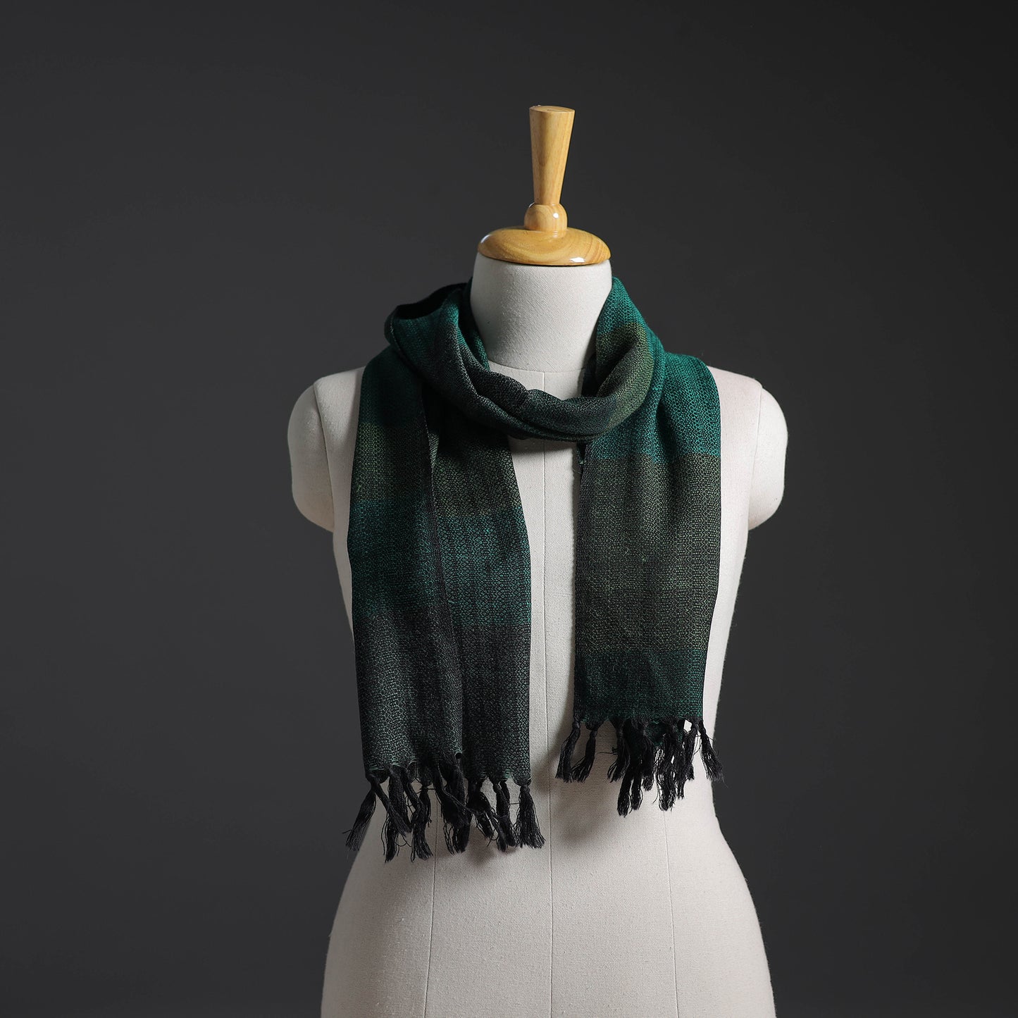 Green - Kumaun Handwoven Pure Merino Wool Scarf 247