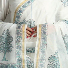 Buy Block Print Chanderi Silk Sanganeri Dupatta