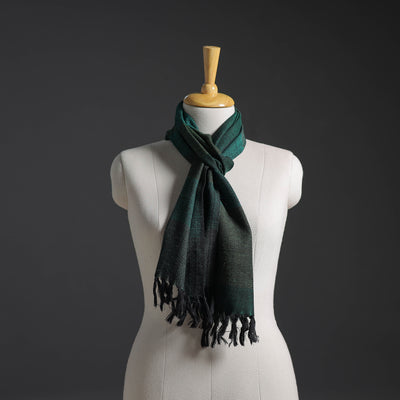 Green - Kumaun Handwoven Pure Merino Wool Scarf 247