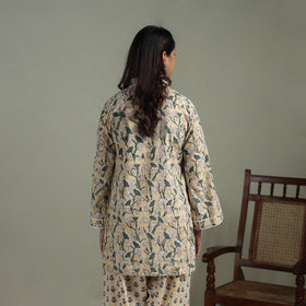 Sanganeri Hand Block Print Cotton Lace Work Short Kurta with Farshi Salwar Set for women 04
